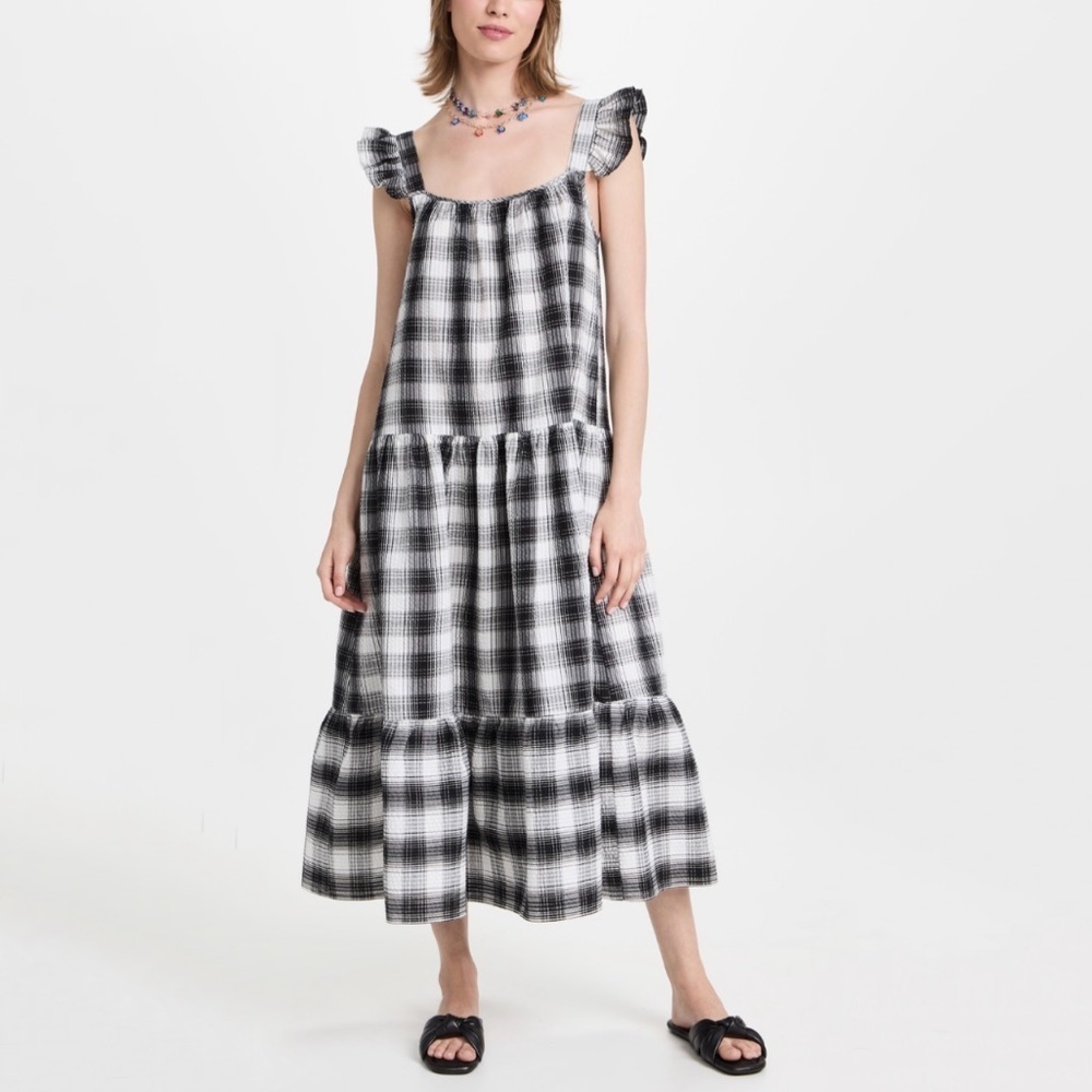 NWT BB Dakota Steve Madden Prairie Life Plaid Tiered Midi Dress